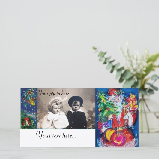 CARTES POUR FÊTES ANNUELLES PÈRE NOËL AVEC ARBRE DE NOËL ET CADEAUX (Debout devant)