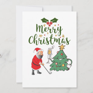 Cartes Pour Fêtes Annuelles Père Noël avec balle de golf Joyeux golfeur de Noë