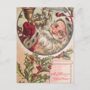Cartes Pour Fêtes Annuelles Père Noël avec Bell et Holly