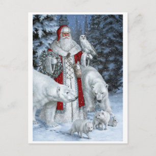 Cartes Pour Fêtes Annuelles Père Noël Avec Chouette Et Ours Polaires