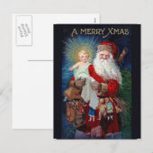 Cartes Pour Fêtes Annuelles Père Noël avec Christ Enfant (Devant / Derrière)