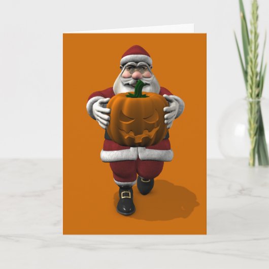 Cartes Pour Fêtes Annuelles Père Noël Avec Citrouille (Devant)