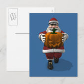 Cartes Pour Fêtes Annuelles Père Noël Avec Citrouille (Devant / Derrière)