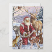 Cartes Pour Fêtes Annuelles Père Noël avec des animaux (Devant)