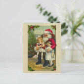 Cartes Pour Fêtes Annuelles Père Noël avec deux filles (Debout devant)