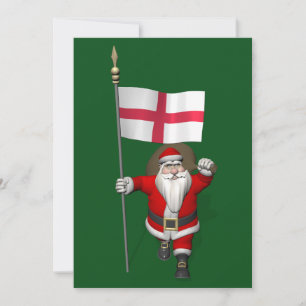 Cartes Pour Fêtes Annuelles Père Noël Avec Drapeau D'Angleterre