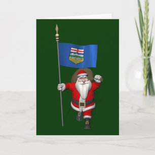 Cartes Pour Fêtes Annuelles Père Noël Avec Drapeau De L'Alberta CDN