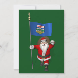 Cartes Pour Fêtes Annuelles Père Noël Avec Drapeau De L'Alberta CDN