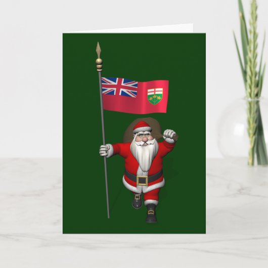 Cartes Pour Fêtes Annuelles Père Noël Avec Drapeau De L'Ontario CDN (Devant)