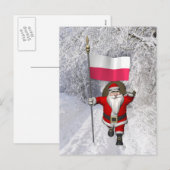 Cartes Pour Fêtes Annuelles Père Noël Avec Drapeau De Pologne (Devant / Derrière)