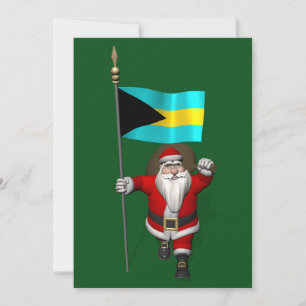 Cartes Pour Fêtes Annuelles Père Noël Avec Drapeau Des Bahamas