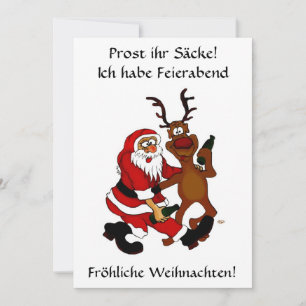 Cartes Pour Fêtes Annuelles Père Noël avec élan - À votre santé, tas de cochon