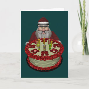 Cartes Pour Fêtes Annuelles Père Noël Avec Gâteau D'Anniversaire