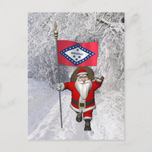 Cartes Pour Fêtes Annuelles Père Noël avec l'enseigne de l'Arkansas