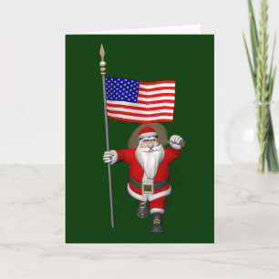 Cartes Pour Fêtes Annuelles Père Noël Avec L'Enseigne Des Etats-Unis