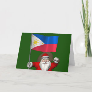 Cartes Pour Fêtes Annuelles Père Noël Avec L'Enseigne Des Philippines
