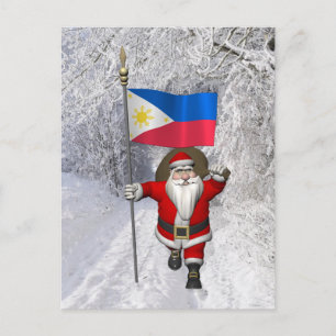 Cartes Pour Fêtes Annuelles Père Noël Avec L'Enseigne Des Philippines