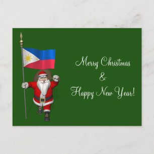Cartes Pour Fêtes Annuelles Père Noël Avec L'Enseigne Des Philippines