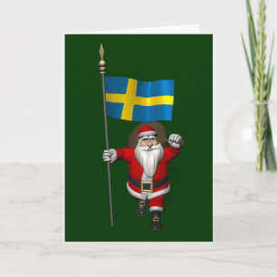 Cartes Pour Fêtes Annuelles Père Noël Avec L'Ensigne De Suède