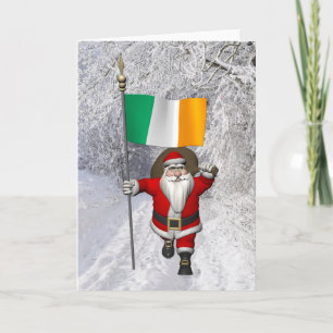 Cartes Pour Fêtes Annuelles Père Noël Avec L'Ensigne D'Irlande