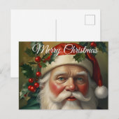 Cartes Pour Fêtes Annuelles Père Noël Avec Mistletoe (Devant / Derrière)
