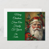 Cartes Pour Fêtes Annuelles Père Noël Avec Mistletoe (Devant / Derrière)