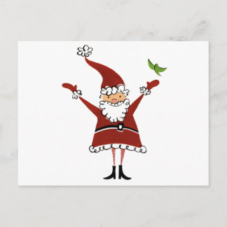Cartes Pour Fêtes Annuelles Père Noël avec oiseau