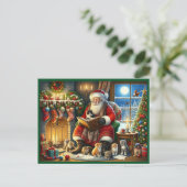 Cartes Pour Fêtes Annuelles Père Noël avec petits chatons (Debout devant)