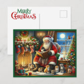 Cartes Pour Fêtes Annuelles Père Noël avec petits chatons (Devant / Derrière)