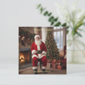 Cartes Pour Fêtes Annuelles Père Noël avec sapin de Noël (Debout devant)