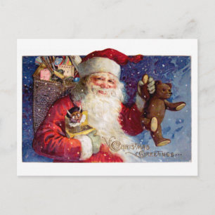 Cartes Pour Fêtes Annuelles Père Noël avec Teddy et Krampus dans une boîte
