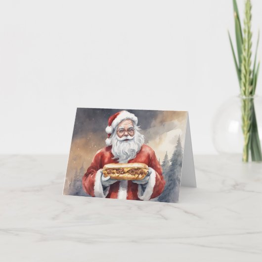 Cartes Pour Fêtes Annuelles Père Noël avec un Noël Philly Cheesestead (Devant)