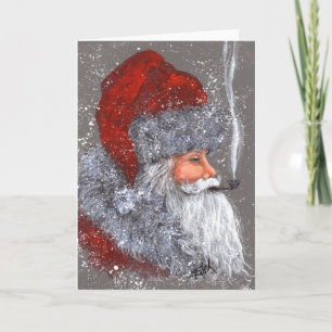 CARTES POUR FÊTES ANNUELLES PÈRE NOËL AVEC UN PIPE