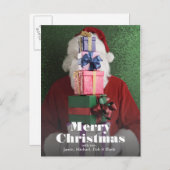 Cartes Pour Fêtes Annuelles Père Noël avec une pile de cadeaux (Devant / Derrière)