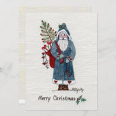 Cartes Pour Fêtes Annuelles Père Noël avec voeux d'arbre Joyeux Noël (Devant / Derrière)