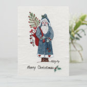 Cartes Pour Fêtes Annuelles Père Noël avec voeux d'arbre Joyeux Noël (Debout devant)