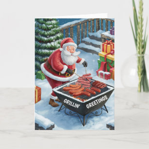 Cartes Pour Fêtes Annuelles Père Noël Barbecue Christmas Card