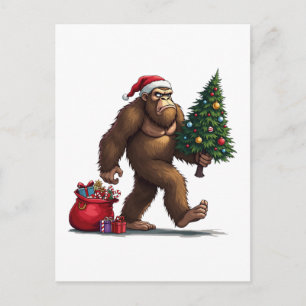 Cartes Pour Fêtes Annuelles Père Noël Bigfoot Noël Arbre Lumières