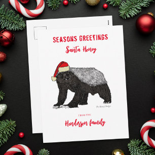 Cartes Pour Fêtes Annuelles Père Noël blaireau miel drôle personnalisé