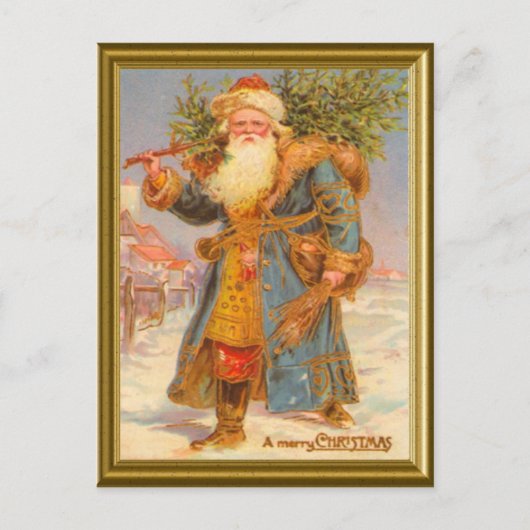 Cartes Pour Fêtes Annuelles Père Noël bleue (Devant)