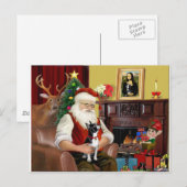 Cartes Pour Fêtes Annuelles Père Noël Boston Terrier (Devant / Derrière)