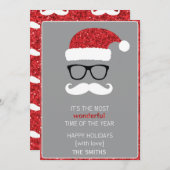 Cartes Pour Fêtes Annuelles Père Noël brillant avec lunettes (Devant / Derrière)