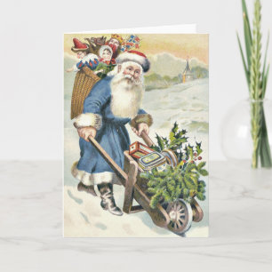 Cartes Pour Fêtes Annuelles Père Noël Brouette Jouets en sucre de sapin