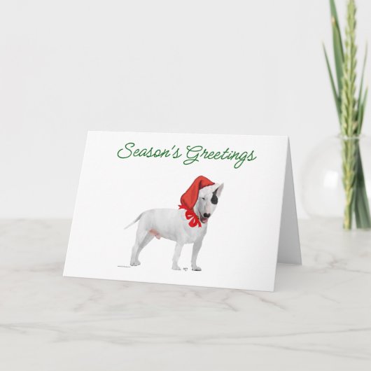 Cartes Pour Fêtes Annuelles Père Noël Bull Terrier (Devant)