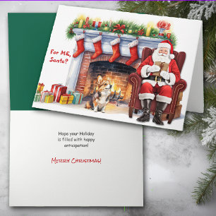Cartes Pour Fêtes Annuelles Père Noël Cadeau Corgi Chien mignonne Noël
