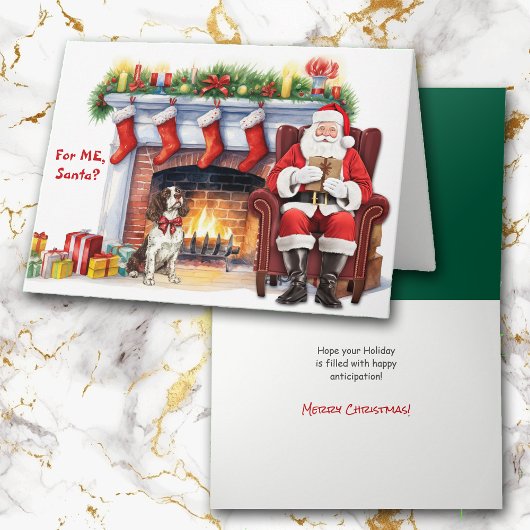 Cartes Pour Fêtes Annuelles Père Noël cadeau Springer Spaniel Chien Noël