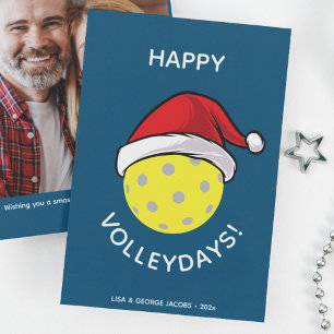 Cartes Pour Fêtes Annuelles Père Noël Casquette tendance Pickleball bleu photo