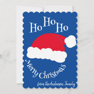 Cartes Pour Fêtes Annuelles Père Noël Chapeau Ho Ho Ho Joyeux Noël Bleu Blanc