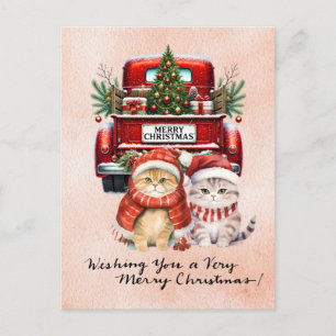 Cartes Pour Fêtes Annuelles Père Noël Chat avec arbre de Noël pour Amoureux de