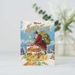 Cartes Pour Fêtes Annuelles Père Noël cheminée victorienne vintage cher